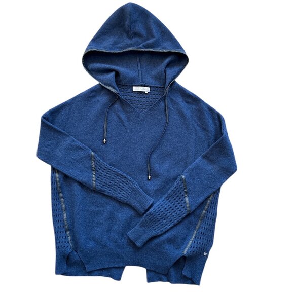 One Grey Day Cashmere & Leather Trim Hoodie Sweater - Picture 1 of 11